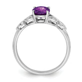 14k White Gold Oval Amethyst and Diamond Ring